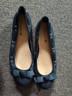 American Eagle Outfitters Black Bow Trim Ballet Flats
